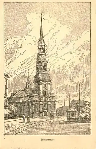 AK / Ansichtskarte Altona_Hamburg Hauptkirche Zeichnung Kuenstlerkarte Altonas Opfertag 18. Januar 1916 Kriegshilfe Altona Hamburg