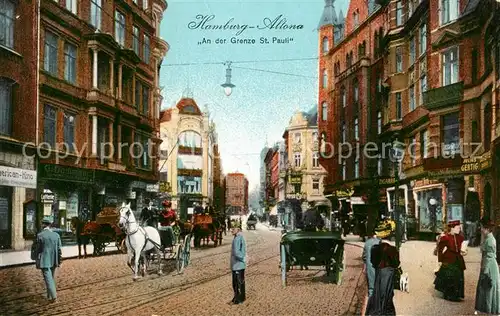 AK / Ansichtskarte Altona_Hamburg An der Grenze St Pauli Pferdedroschken Altona Hamburg