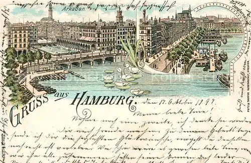AK / Ansichtskarte Hamburg Arkaden Jungfernstieg Litho Deutsche Reichspost Hamburg