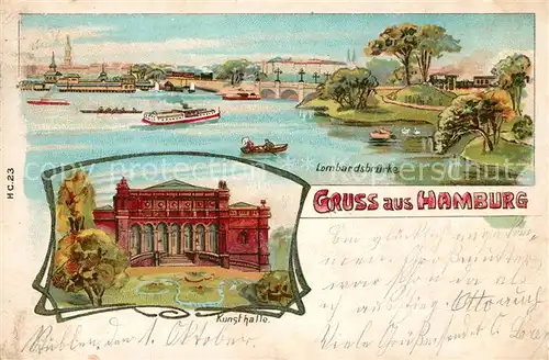AK / Ansichtskarte Hamburg Lombardsbruecke Kunsthalle Litho Hamburg