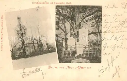 AK / Ansichtskarte Ottensen_Hamburg Christians Kirche mit Klopstock s Grab Ottensen Hamburg