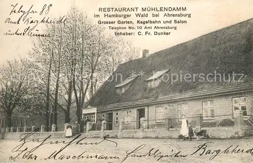 AK / Ansichtskarte Ahrensburg Restaurant Muehlendamm im Hamburger Wald Ahrensburg