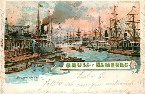 AK / Ansichtskarte Hamburg Baakenhafen Segelschiffe Litho Hamburg