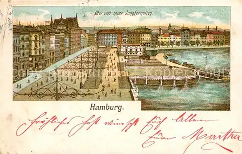 AK / Ansichtskarte Hamburg Alter und neuer Jungfernstieg Litho Hamburg