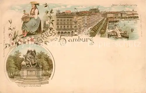 AK / Ansichtskarte Hamburg Alter Jungfernstieg Kriegerdenkmal Litho Hamburg