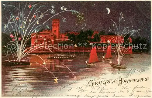 AK / Ansichtskarte Uhlenhorst Feuerwerk auf der Aussenalster Litho Uhlenhorst