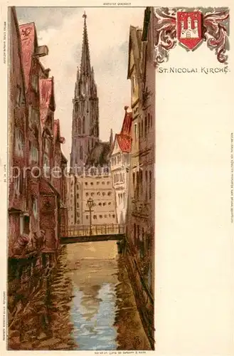 AK / Ansichtskarte Hamburg St Nicolai Kirche Kuenstlerkarte Hamburg