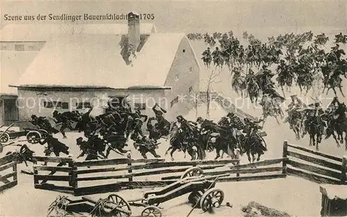 AK / Ansichtskarte Muenchen Szene aus der Sendlinger Bauernschlacht 1705 Gemaelde Kuenstlerkarte Serie Bauernschlacht No 4 Muenchen