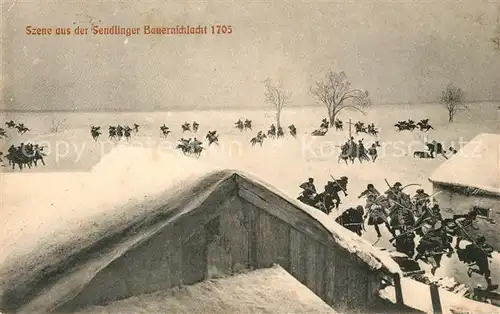 AK / Ansichtskarte Muenchen Szene aus der Sendlinger Bauernschlacht 1705 Gemaelde Kuenstlerkarte Serie Bauernschlacht No 10 Muenchen