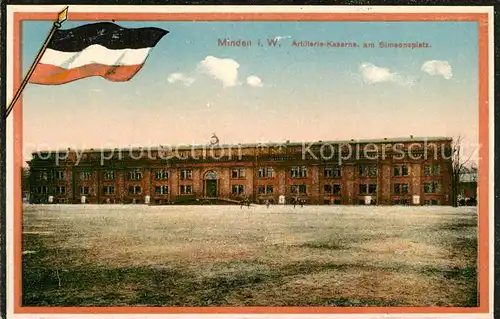 AK / Ansichtskarte Minden_Westfalen Artillerie Kaserne Simeonsplatz Flagge Minden_Westfalen