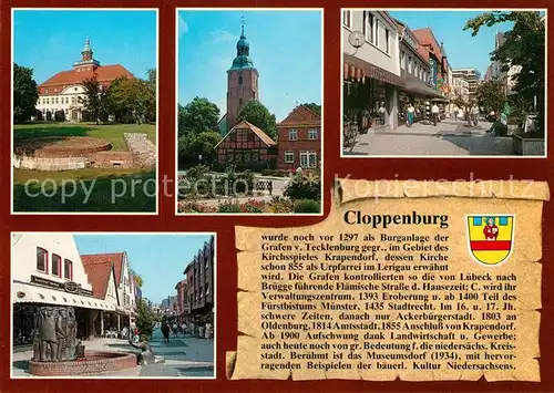 AK / Ansichtskarte Cloppenburg Amtsgericht Andreas Pfarrkirche Lange Strasse Eberborgbrunnen Cloppenburg