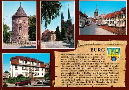 AK / Ansichtskarte Burg_Sachsen Anhalt Stadtbefestigung Kirche Sankt Nikolai Unser Lieben Frauen Rathaus Burg Sachsen Anhalt