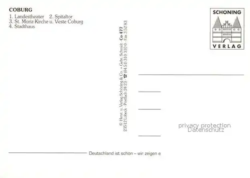 AK / Ansichtskarte Coburg Landestheater Spitaltor Sankt Moritz Kirche Veste Stadthaus Coburg