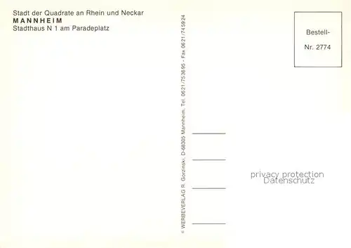AK / Ansichtskarte Mannheim Stadthaus Paradeplatz Mannheim