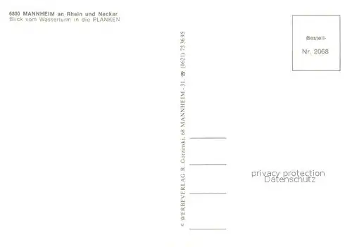 AK / Ansichtskarte Mannheim Wasserturm Planken Mannheim