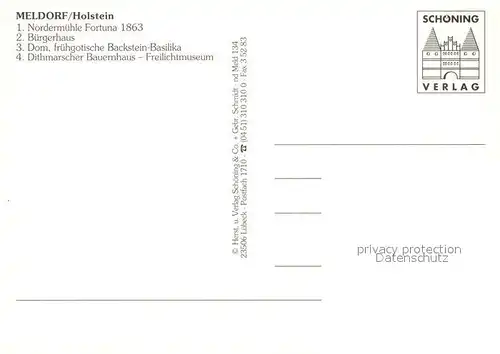 AK / Ansichtskarte Meldorf Nordermuehle Fortuna 1863 Buergerhaus Dom Backstein Basilika Meldorf