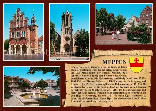AK / Ansichtskarte Meppen Historisches Rathaus Brunnen Sankt Vitus Kirche Chronik Meppen
