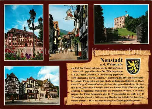 AK / Ansichtskarte Neustadt_Weinstrasse Rathaus Gerbergasse Hambacher Schloss Markt Neustadt_Weinstrasse