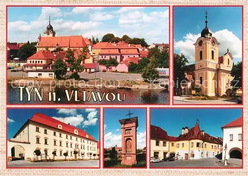 AK / Ansichtskarte Tyn_nad_Vitavou_Tein Rathaus Schloss Kirche Stadtansicht Tyn_nad_Vitavou_Tein
