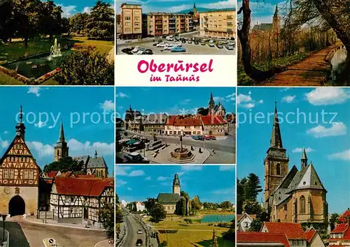 AK / Ansichtskarte Oberursel_Taunus Kirche Marktplatz Fachwerkhaeuser Stadttor Oberursel Taunus