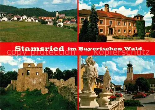 AK / Ansichtskarte Stamsried Panorama Burgruine  Stamsried