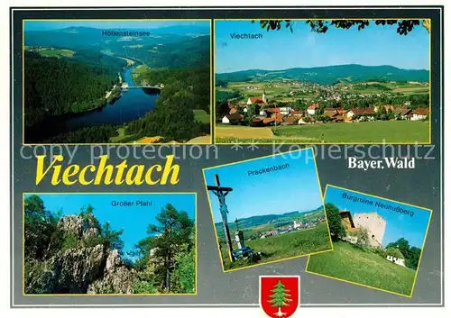 AK / Ansichtskarte Viechtach_Bayerischer_Wald Fliegeraufnahme Hoellensteinsee Grosser Pfahl Burgruine Neunussberg Viechtach_Bayerischer