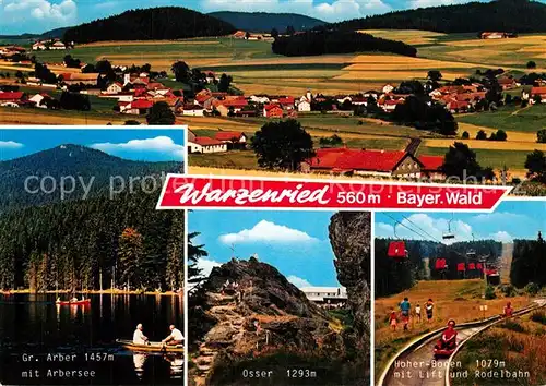 AK / Ansichtskarte Warzenried Panorama Grosser Arber Arbersee Osser Hoher Bogen Rodelbahn Warzenried
