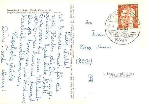 AK / Ansichtskarte Wegscheid_Niederbayern Panorama Wegscheid Niederbayern