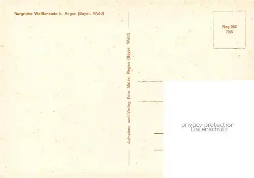 AK / Ansichtskarte Regen Burgruine Weissenstein Kapelle  Regen