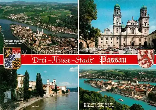 AK / Ansichtskarte Passau Fliegeraufnahme Dom Sankt Stephan Innkai  Passau