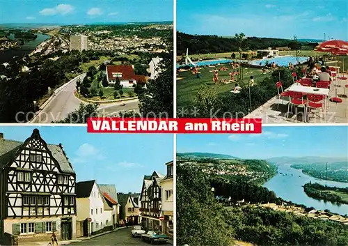 AK / Ansichtskarte Vallendar Panorama Fliegeraufnahme Fachwerkhaeuser Freibad Vallendar