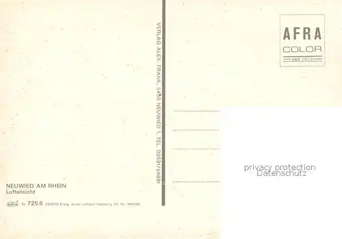 AK / Ansichtskarte Neuwied_Rhein Fliegeraufnahme Neuwied Rhein