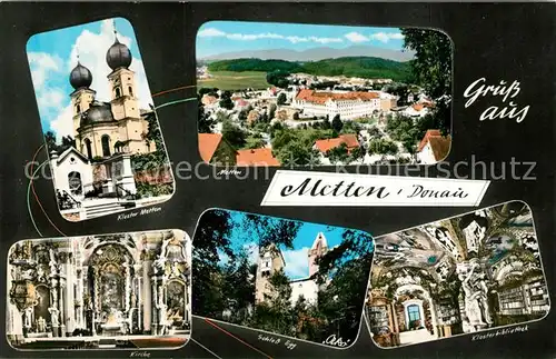 AK / Ansichtskarte Metten_Donau Kloster Schloss Klosterbibliothek Altar Metten Donau