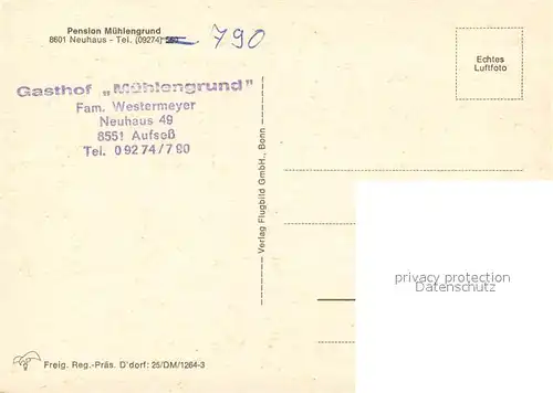 AK / Ansichtskarte Aufsess Pension Muehlengrund  Aufsess