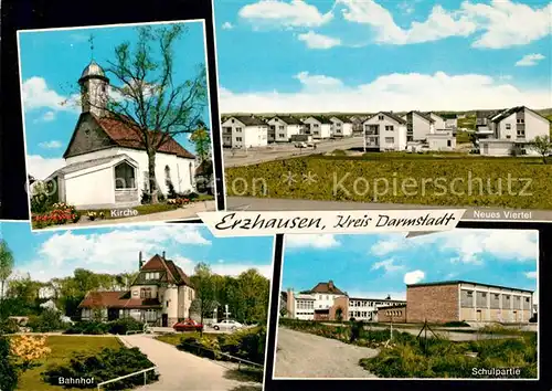 AK / Ansichtskarte Erzhausen_Hessen Kirche Bahnhof neues Viertel Erzhausen Hessen