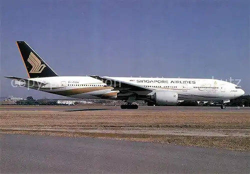 AK / Ansichtskarte Flugzeuge_Zivil Singapore Airlines Boeing 777 212 9V SQA c n 28508 83 Flugzeuge Zivil