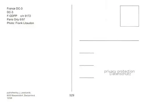 AK / Ansichtskarte Flugzeuge_Zivil France DC 3 F GDPP c n 9172 Flugzeuge Zivil