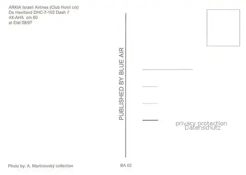 AK / Ansichtskarte Flugzeuge_Zivil Arkia Israeli Airlines Club Hotel c s De Havilland DHC 7 102 Dash 7 Flugzeuge Zivil