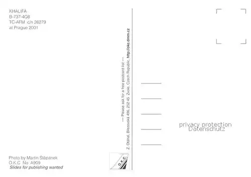 AK / Ansichtskarte Flugzeuge_Zivil Khalifa B 737 4Q8 TC AFM c n 26279 Flugzeuge Zivil