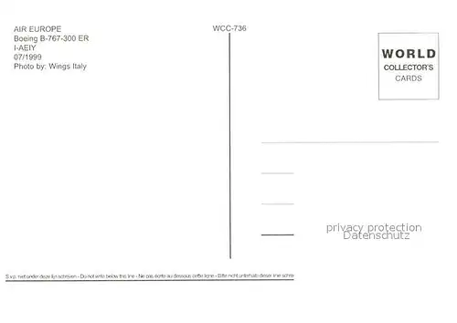 AK / Ansichtskarte Flugzeuge_Zivil Air Europe Boeing B 767 300 ER I AEIY  Flugzeuge Zivil