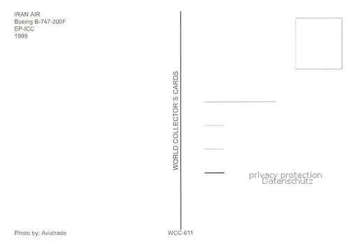 AK / Ansichtskarte Flugzeuge_Zivil Iran Air Boeing B 747 200F EP ICC  Flugzeuge Zivil