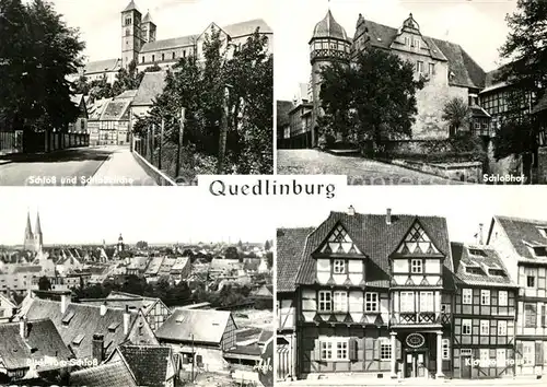 AK / Ansichtskarte Quedlinburg Schloss Schlosskirche Schlosshof Stadtblick Kloppstockhaus Quedlinburg