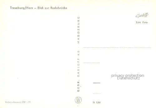 AK / Ansichtskarte Treseburg_Harz Blick zur Bodebruecke Treseburg Harz