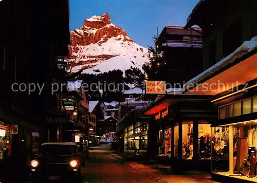 AK / Ansichtskarte Engelberg_OW Ortsmotiv bei Nacht mit Hahnen Engelberg OW
