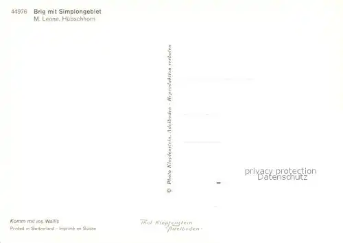 AK / Ansichtskarte Brig_VS Mt Leone Huebschhorn Brig_VS