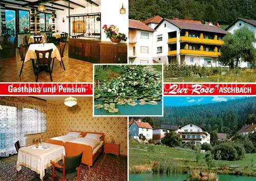 AK / Ansichtskarte Aschbach_Odenwald Gasthaus Pension Zur Rose Gastraeume Aschbach Odenwald
