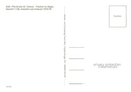 AK / Ansichtskarte Fischen_Allgaeu Pfarrkirche St Verena Inneres Orgel Taufstein Fischen Allgaeu