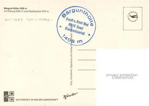 AK / Ansichtskarte Baergunthuette mit oelberg und aelpelespitze Baergunthuette