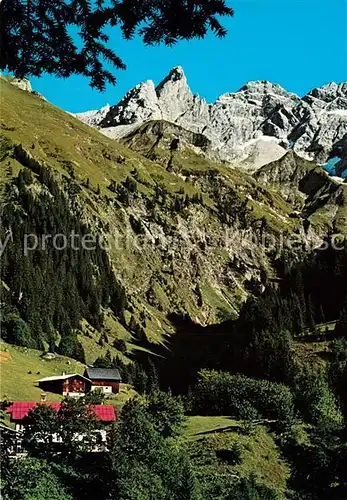 AK / Ansichtskarte Einoedsbach mit Trettachspitze Maedelegabel und Hochfrottspitze Einoedsbach