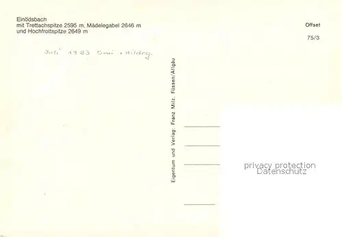 AK / Ansichtskarte Einoedsbach mit Trettachspitze Maedelegabel und Hochfrottspitze Einoedsbach
